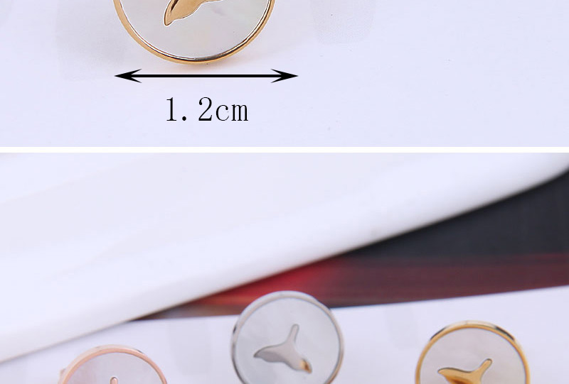 Fashion Rose Gold Titanium Steel Fish Tail Round Earrings,Earrings