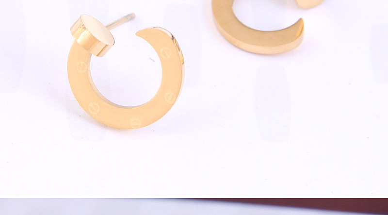 Fashion Rose Gold Titanium Steel Circle Ear Studs,Earrings