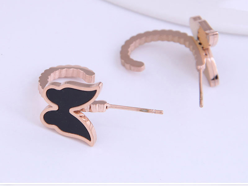 Fashion Gold Butterfly Titanium Steel Earrings,Earrings