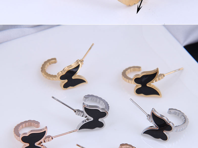 Fashion Silver Butterfly Titanium Steel Earrings,Earrings