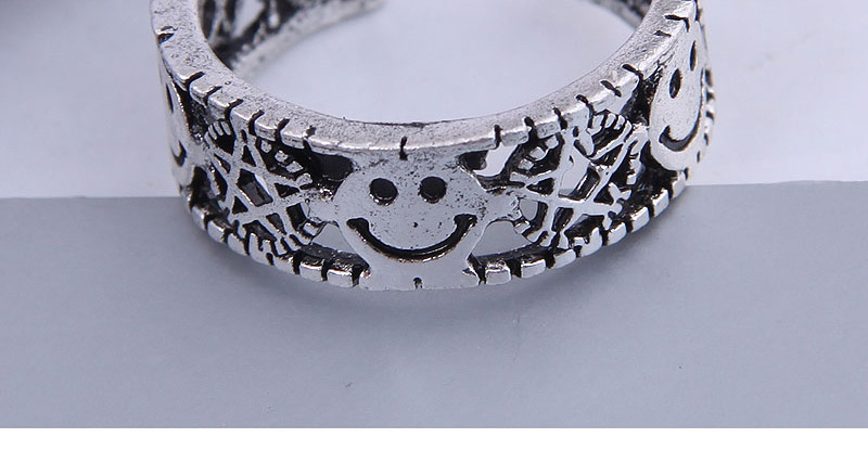 Fashion Silver Alloy Five-pointed Star Smiley Open Ring,Fashion Rings
