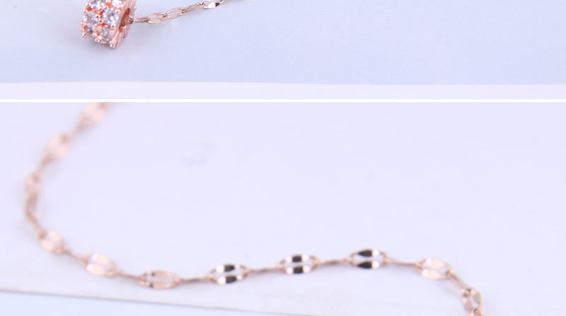 Fashion Rose Gold Copper Inlaid Zirconium Circle Necklace,Necklaces