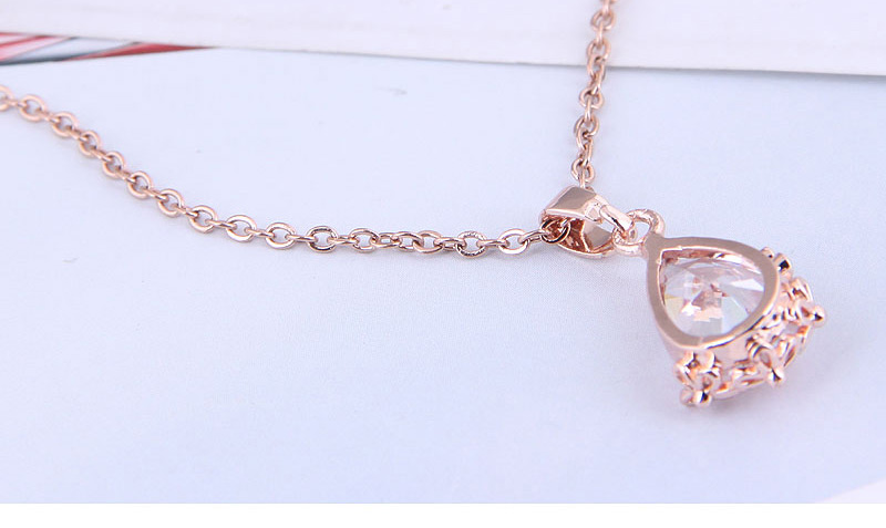Fashion Rose Gold Copper Inlaid Zirconium Drop Necklace,Necklaces