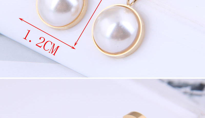 Fashion Golden Titanium Steel Pearl Earrings,Earrings