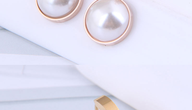 Fashion Golden Titanium Steel Pearl Earrings,Earrings