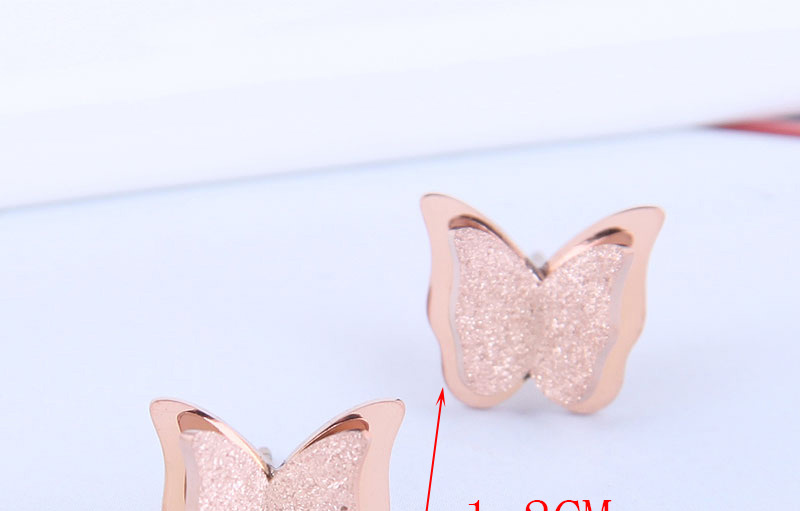 Fashion Golden Titanium Steel Butterfly Stud Earrings,Earrings