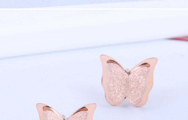 Fashion Golden Titanium Steel Butterfly Stud Earrings,Earrings