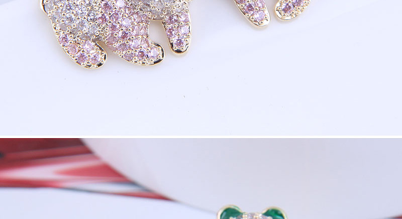 Fashion Green Copper Inlaid Zirconium Panda Earrings,Earrings