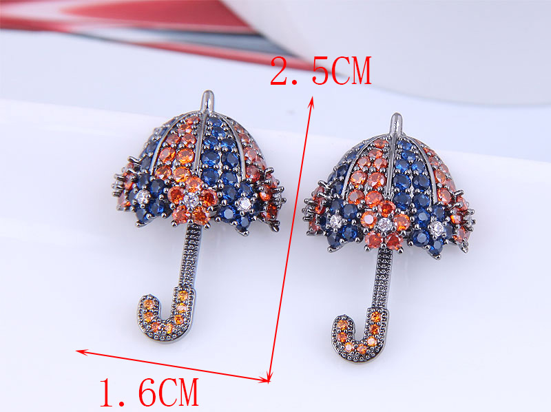 Fashion Blue Copper Inlaid Zirconium Umbrella Earrings,Earrings