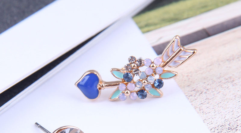 Fashion Rose Gold Alloy Diamond Arrow Asymmetrical Stud Earrings,Stud Earrings