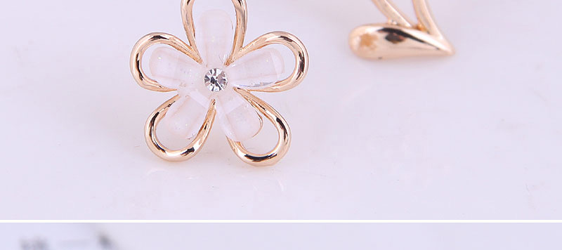 Fashion Golden Alloy Flower Asymmetrical Stud Earrings,Stud Earrings
