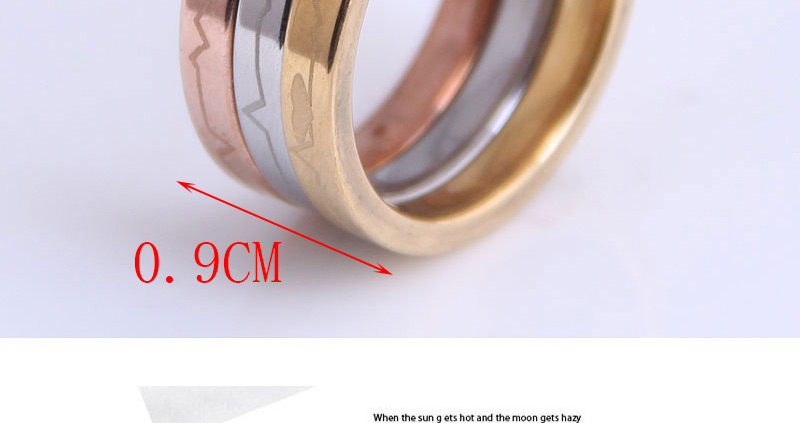 Fashion Color Stainless Steel Ecg Three-layer Ring,Rings
