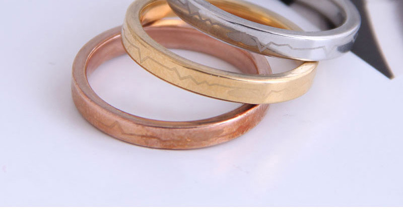 Fashion Color Stainless Steel Ecg Three-layer Ring,Rings