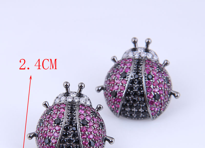 Fashion Black Copper Inlaid Zirconium Beetle Earrings,Earrings