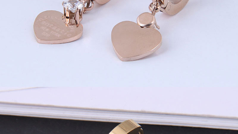 Fashion Gold Color Titanium Steel Peach Heart Ear Ring,Earrings