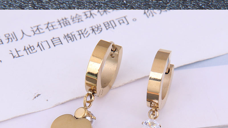 Fashion Gold Color Titanium Steel Peach Heart Ear Ring,Earrings