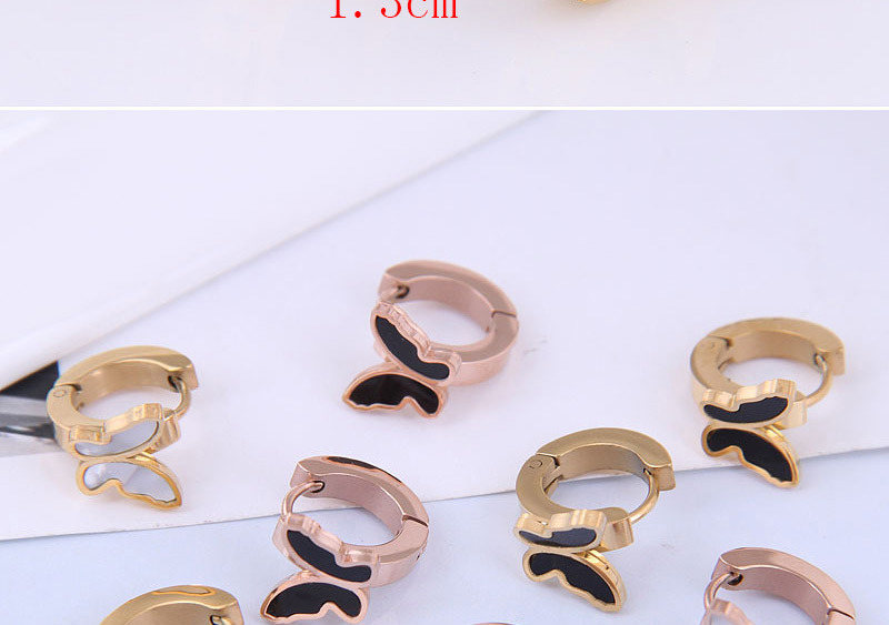 Fashion Rose Gold Color-2 Titanium Steel Butterfly Ear Ring,Earrings