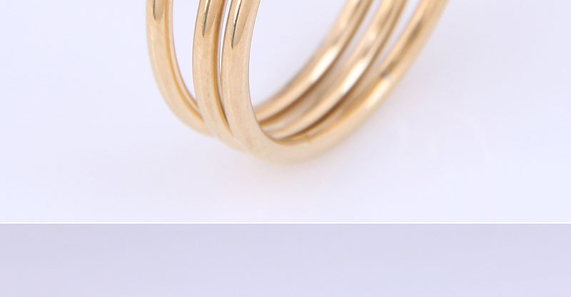 Fashion Gold Color Stainless Steel Diamond Multi-layer Ring,Rings