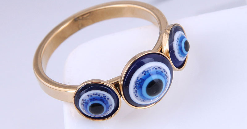 Fashion Gold Color Stainless Steel Three Eyes Ring,Rings