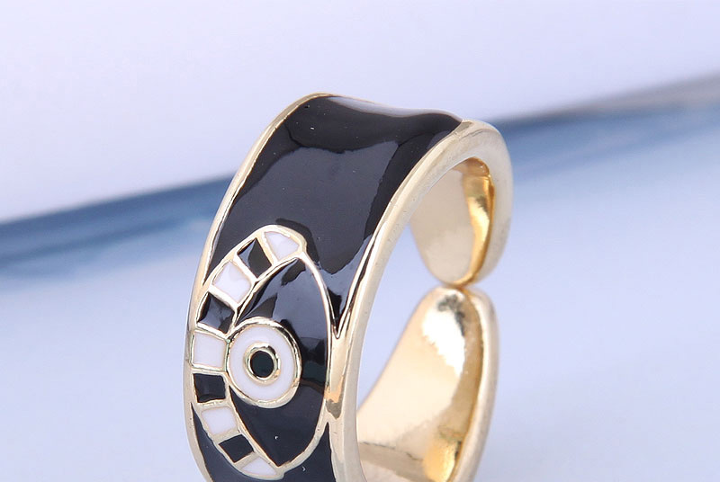 Fashion Light Blue Gold Color-plated Oil Dripping Eye Open Ring,Fashion Rings