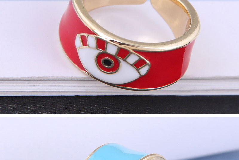 Fashion Red Gold Color-plated Oil Dripping Eye Open Ring,Fashion Rings