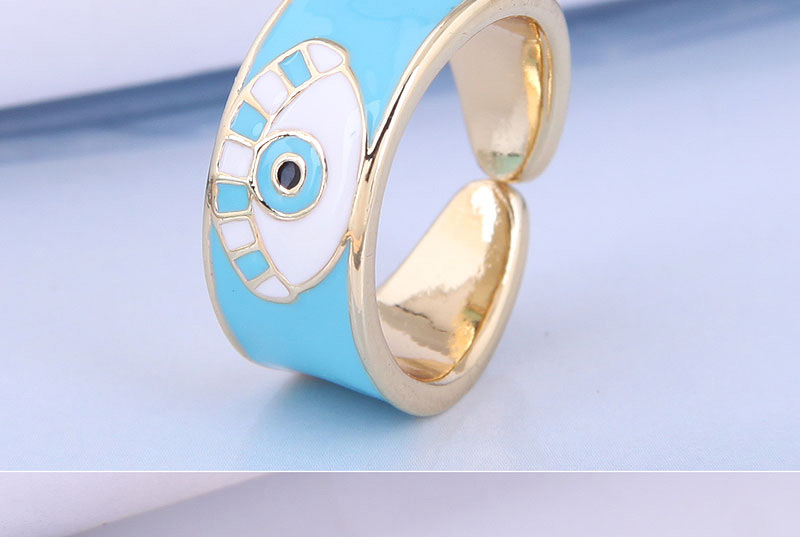 Fashion Navy Blue Gold Color-plated Oil Dripping Eye Open Ring,Fashion Rings