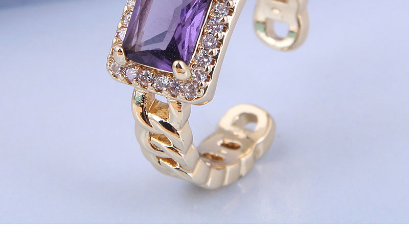 Fashion Blue Gold Color-plated Zirconium Chain Open Ring,Fashion Rings