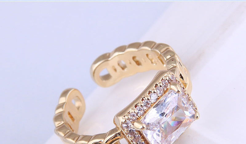 Fashion Blue Gold Color-plated Zirconium Chain Open Ring,Fashion Rings