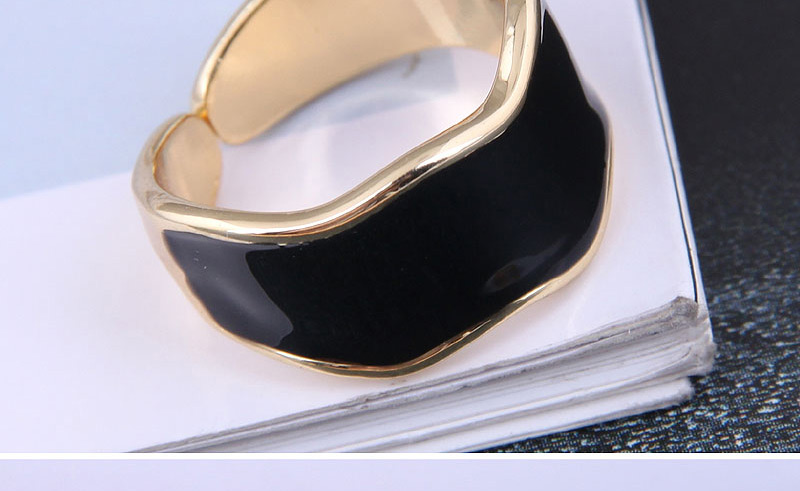 Fashion Black Gold Color-plated Oil Drop Lace Open Ring,Fashion Rings