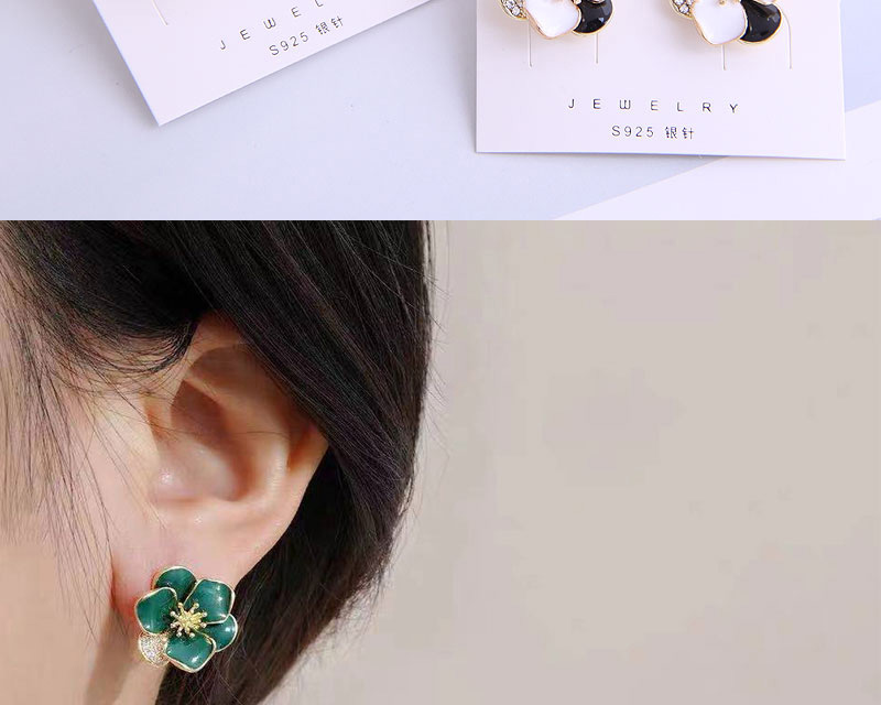 Fashion White Drop Oil Petal Stud Earrings,Stud Earrings