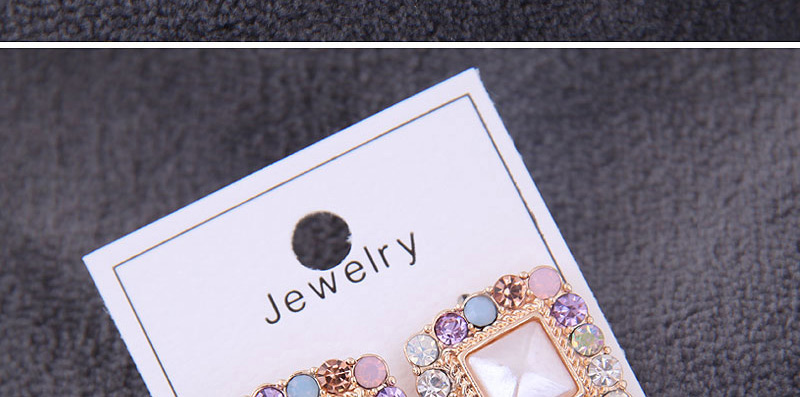 Fashion Gold Color Metal Flash Diamond Geometric Square Earrings,Stud Earrings