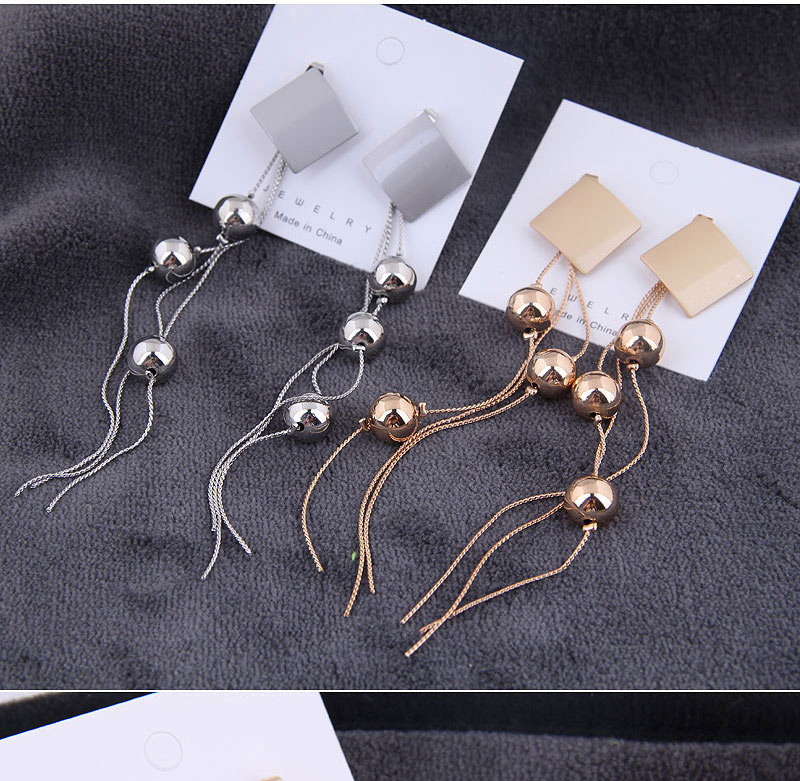 Fashion Gold Color Metal Cube Tassel Earrings,Drop Earrings