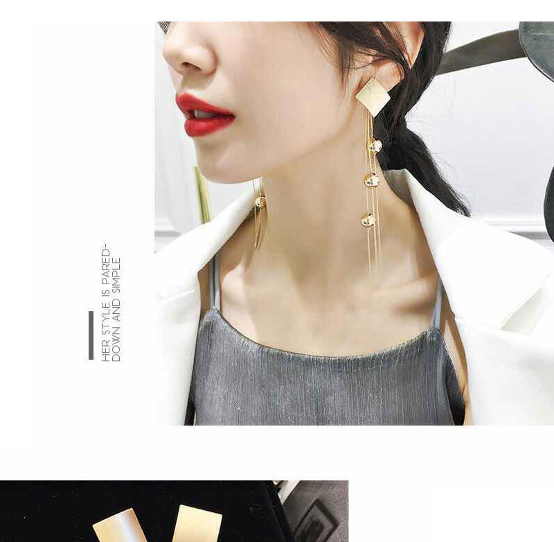 Fashion Silver Color Metal Cube Tassel Earrings,Drop Earrings