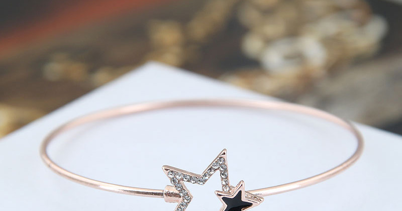 Fashion Gold Color Alloy Flash Diamond Five-pointed Star Bracelet,Fashion Bangles