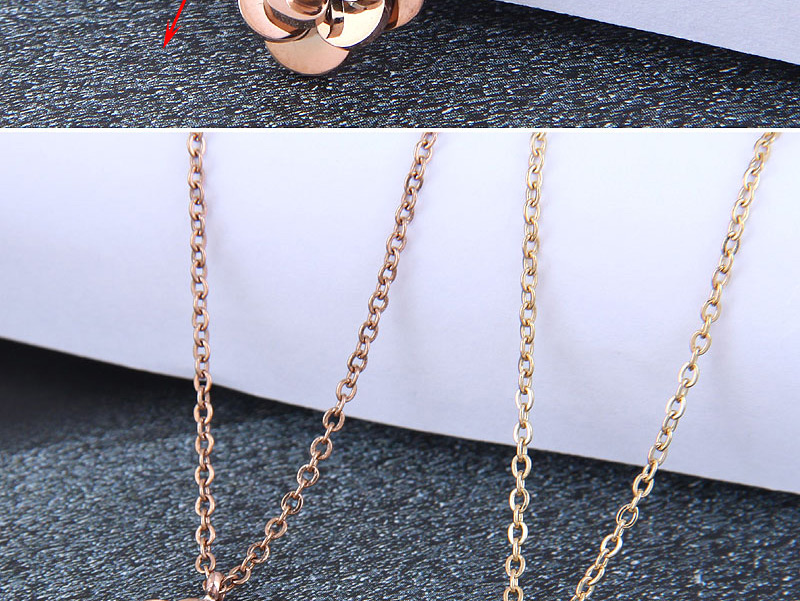 Fashion Gold Color Titanium Steel Rose Necklace,Necklaces