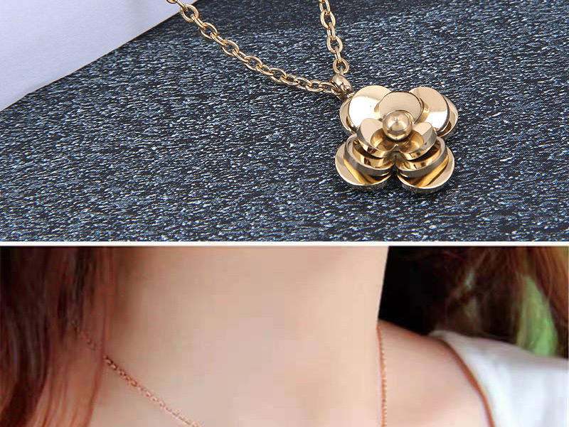 Fashion Rose Gold Color Titanium Steel Rose Necklace,Necklaces