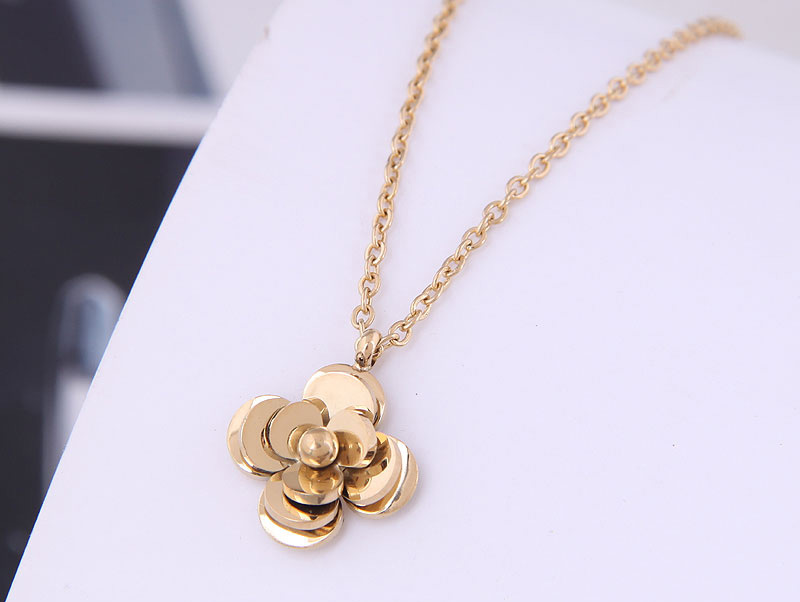 Fashion Gold Color Titanium Steel Rose Necklace,Necklaces