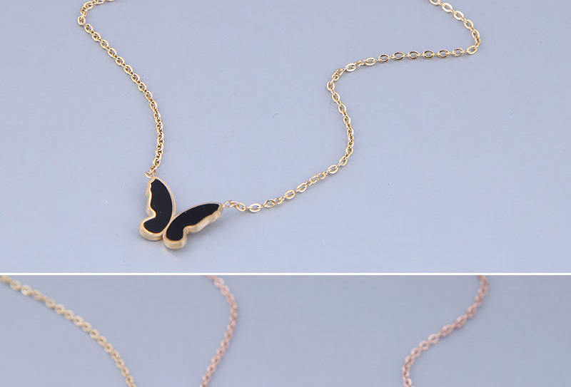 Fashion Rose Gold Color-2 Titanium Steel Butterfly Necklace,Necklaces
