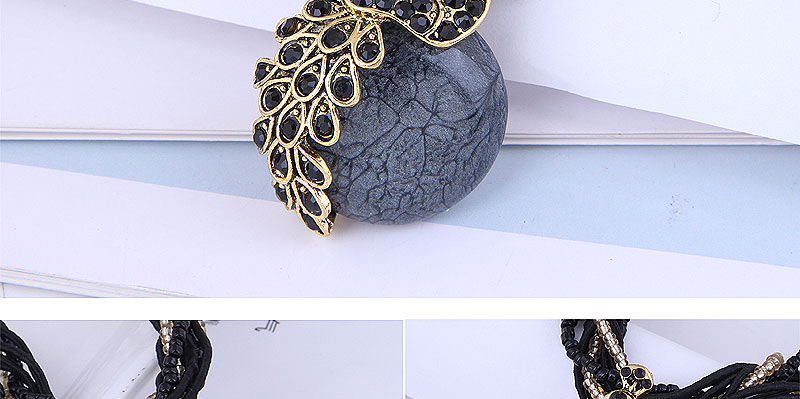 Fashion Gold Peacock Rice Beads Beaded Necklace,Pendants