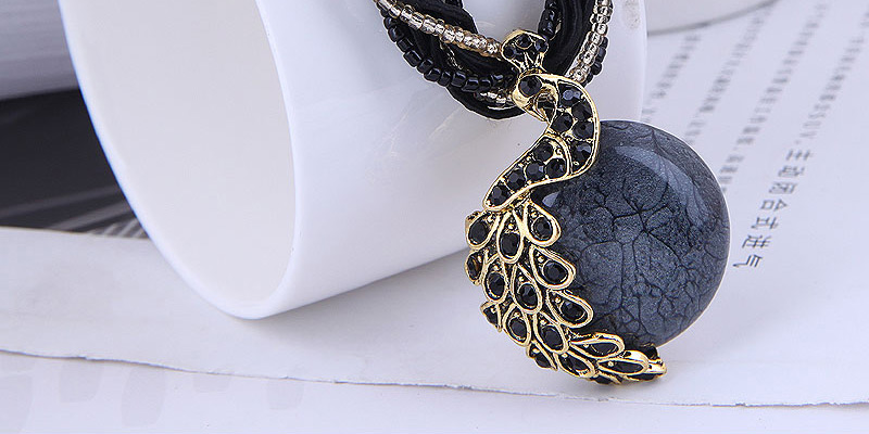 Fashion Gold Peacock Rice Beads Beaded Necklace,Pendants