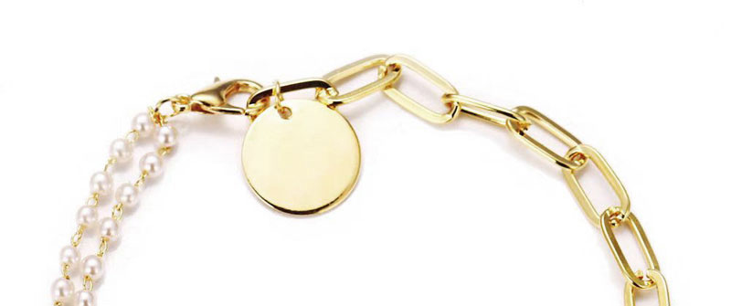 Fashion Gold Metal Pearl Chain Coin Bracelet,Fashion Bracelets
