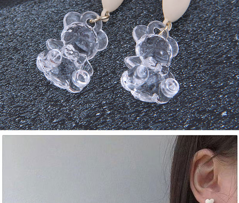 Fashion Transparent Love Bear Earrings,Stud Earrings