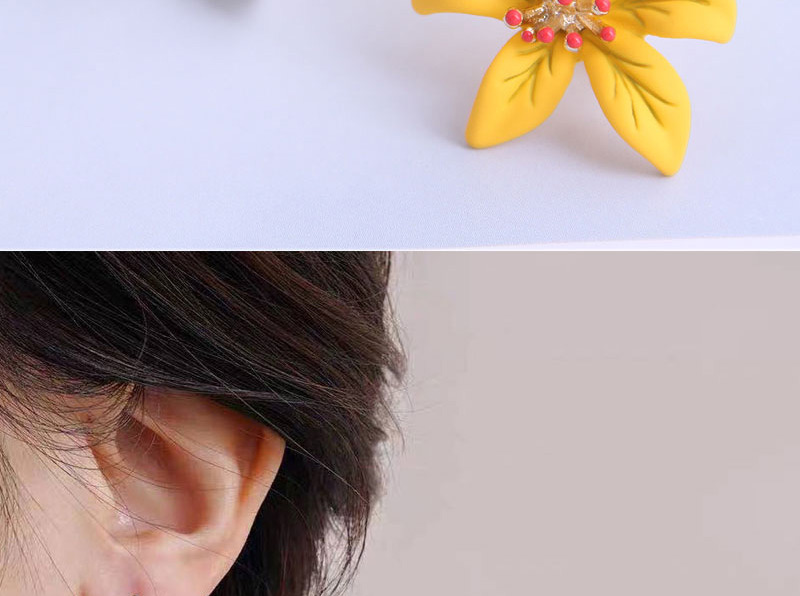 Fashion White+yellow Two-tone Flower Earrings,Stud Earrings