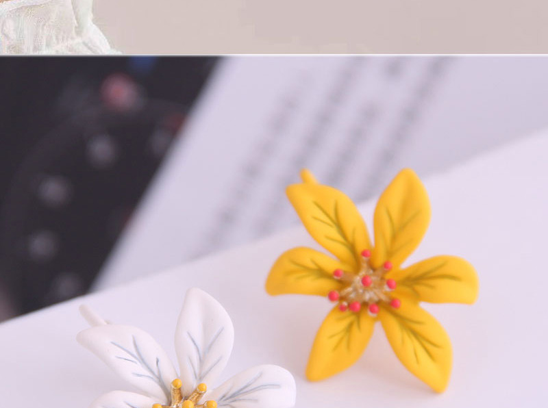 Fashion White+yellow Two-tone Flower Earrings,Stud Earrings