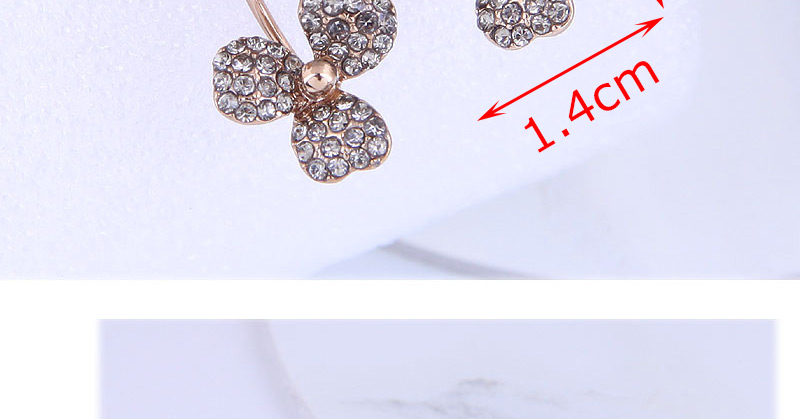 Fashion Gold Flash Diamond Clover Stud Earrings,Stud Earrings