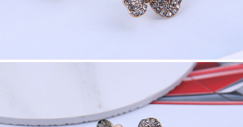 Fashion Gold Flash Diamond Clover Stud Earrings,Stud Earrings