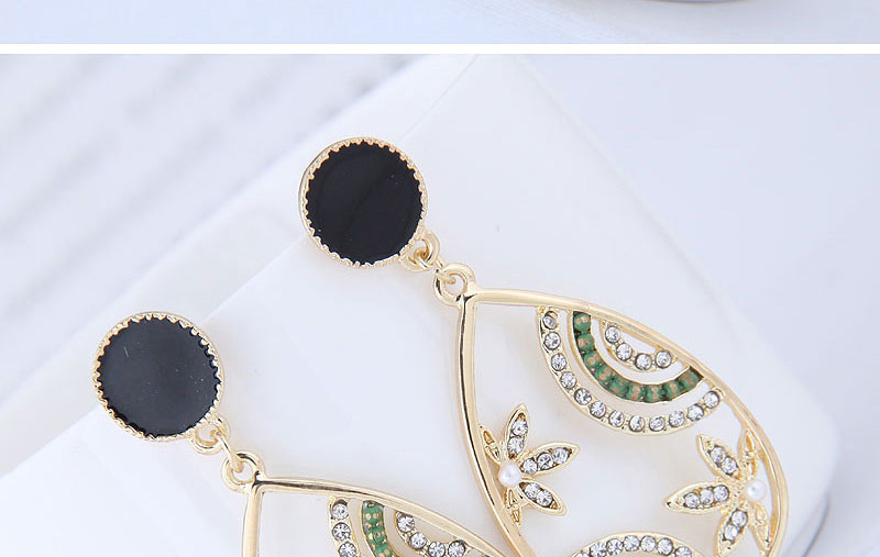 Fashion Gold Alloy Diamond Cutout Drop Earrings,Stud Earrings