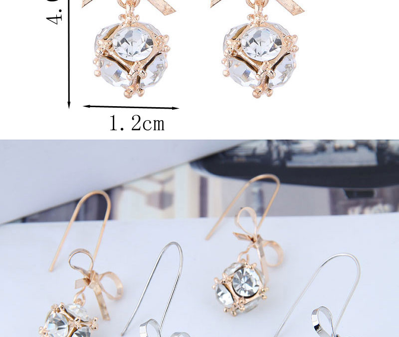 Fashion Gold Flash Diamond Bow Earrings,Drop Earrings
