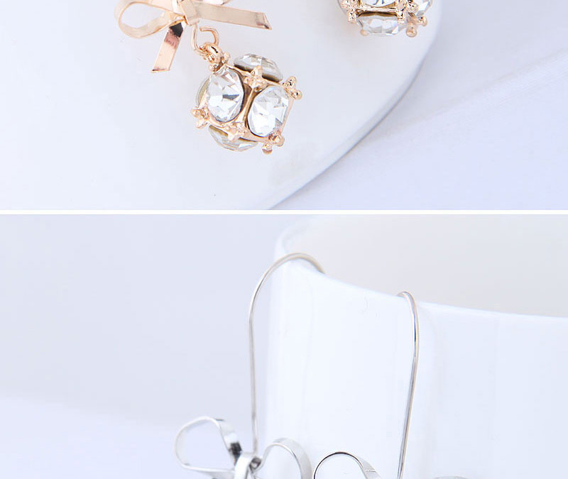 Fashion Gold Flash Diamond Bow Earrings,Drop Earrings