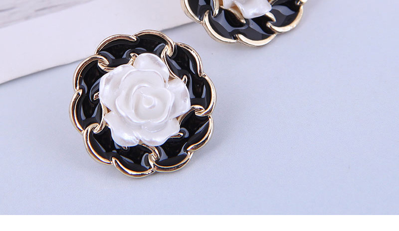 Fashion Gold Alloy Camellia Earrings,Stud Earrings